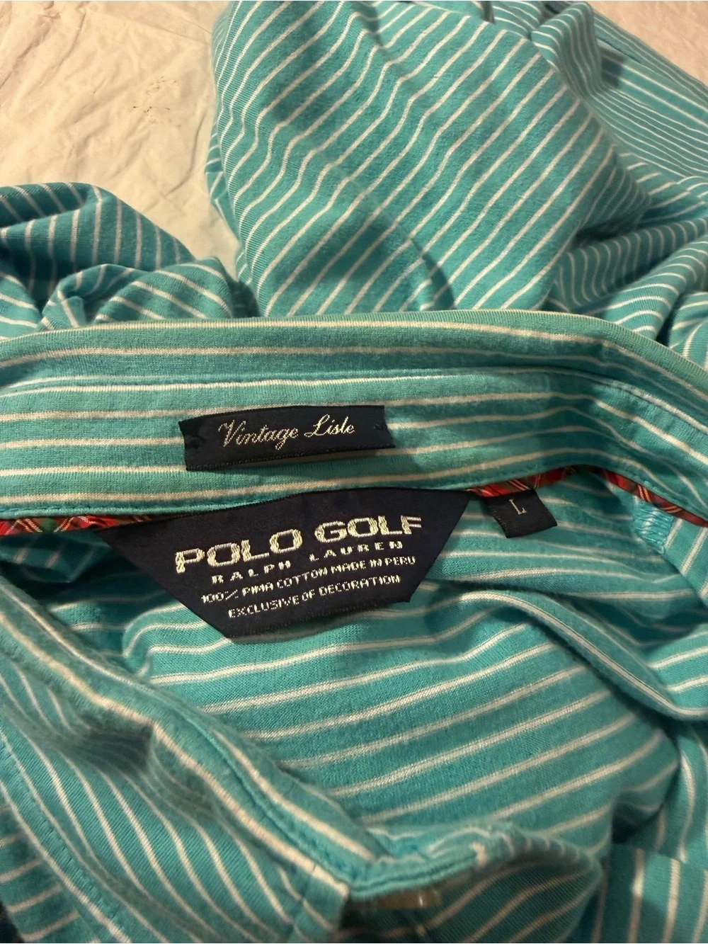 Men's Teal Stripe Polo Shirt - Sailboat Logo